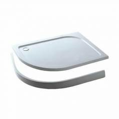 Offset Quadrant Stone Easy Plumb Shower Enclosure Tray with Legs &amp; Panel - 900x760mm Right 
